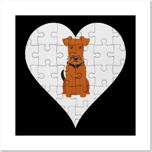 Welsh Terrier Heart Jigsaw Pieces Design - Gift for Welsh Terrier Lovers Posters and Art